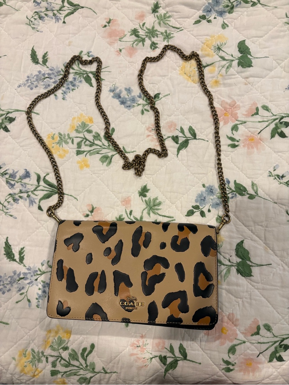 Coach Leopard-Print Crossbody Bag in Tan and Black